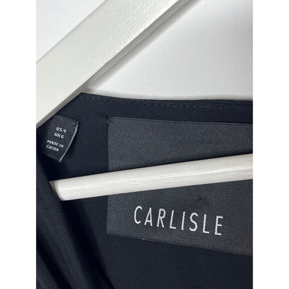 Carlisle Black Ruched Sheath Dress Size 4 Long Sleeve - Picture 7 of 10